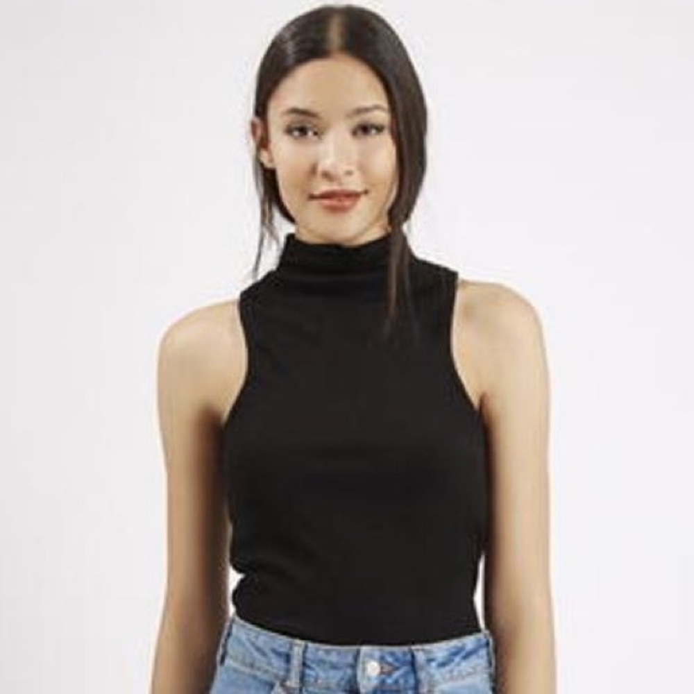 Topshop Turtleneck Ribbed Tank, Size US 2 UK 6